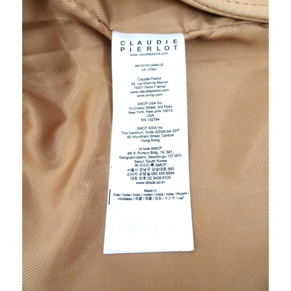 NEW! Claudie Pierlot Suede Leather Biker Moto Jacket Camel Tan SZ S - Picture 7 of 8
